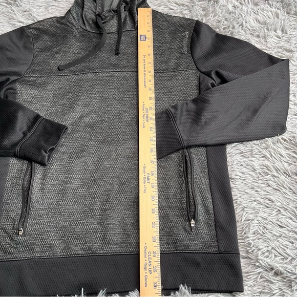 Reebok Hoodie Mens Small Waffle Knit Athletic Workout Pocket Black Gray EUC - Picture 6 of 9